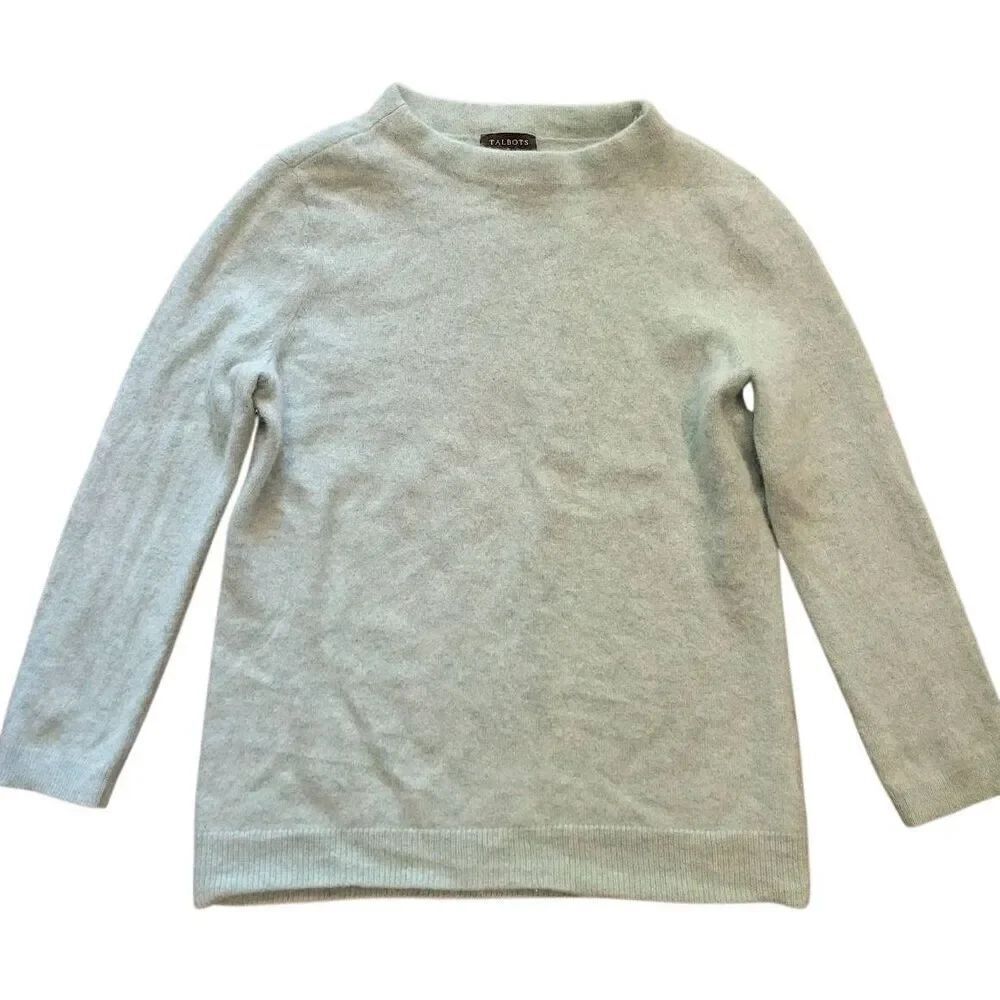 Talbots Sweater Womens Small Mint Green Boat Neck Cashmere 3/4 Sleeve Soft